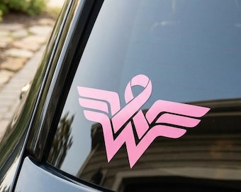 Breast Cancer Awareness Decal: Superhero Vinyl Sticker for Car, Laptop, Window