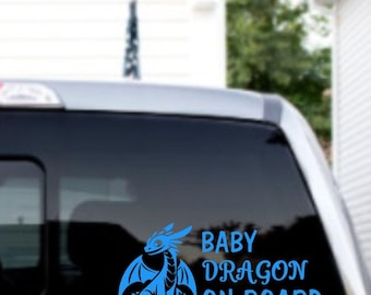 Baby Dragon On Board Car Decal: Fantasy Vinyl Sticker