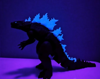 Godzilla - Glow In The Dark - 3D-geprint gelede Kaiju-speelgoed - Lichtgevende ruggen - 11,2 inch King Kong Rival - Atomic Glow Spikes - Monster