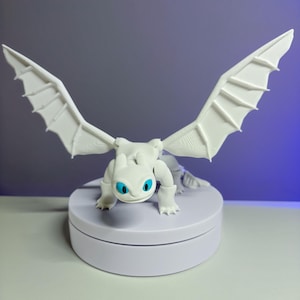 Light Fury - 3D Printed Articulated Dragon - How to Train Your Dragon - White Fury - Movie Dragon Toy - HTTYD - Toothless mate
