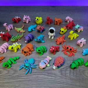 Mini Fidget Animals - Articulating Tiny Friends - 3D Printed Sensory Toys for Stress Relief - Bulk Animal Gifts and Party Favors