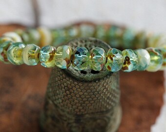 PETITE PICASSO PEBBLES . 8148-30 30 Premium Picasso Czech Glass Smooth Rondelle Beads 4x5mm