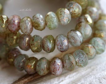 PETITE PICASSO PEBBLES . 8148-30 30 Premium Picasso Czech Glass Smooth Rondelle Beads 4x5mm