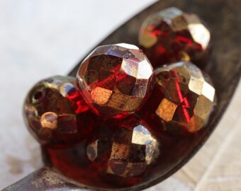 czech crystal beads SALE Orange czech beads,242 USA 12mm Czech crystal beads 12mm fire polished faceted crystals