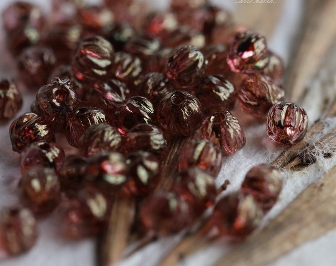 back in stock .. ROSE MINI MELONS .. 100 Premium Luster Picasso Czech Glass Melon Beads 3mm (5056-st) .. jewelry supplies