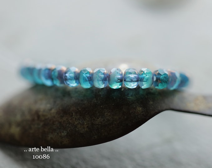 BRONZED EMERALD BAY Babies .. 30 Premium Czech Glass Faceted Rondelle Beads 3x5mm (10086-st) .. jewelry supplies