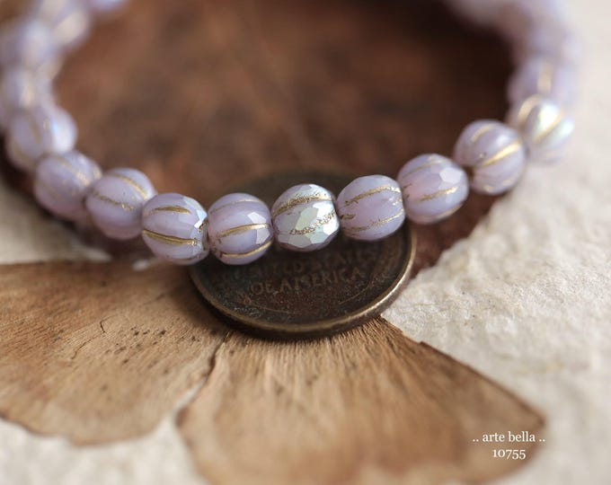 back in stock .. MYSTIC THISTLE GLITZ 6mm .. 25 Premium Matte Czech Glass Faceted Melon Beads (10755-st) .. jewelry supplies