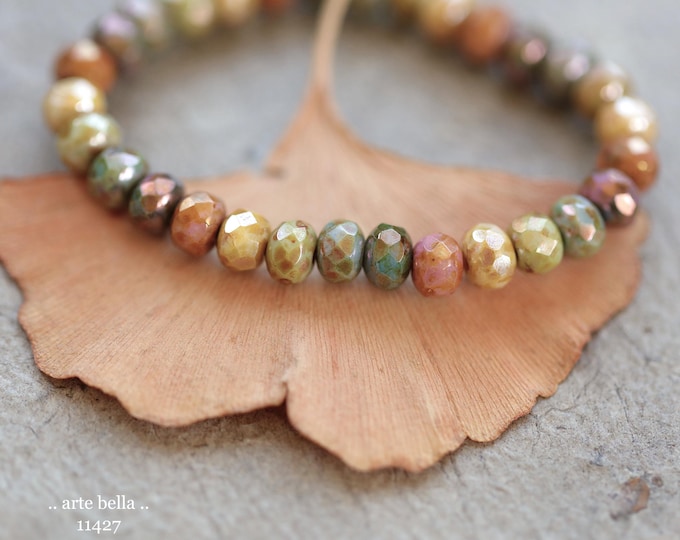 New .. MEADOW MIX BABIES .. 30 Picasso Czech Glass Faceted Rondelle Beads 3x5mm (11427-st) .. jewelry supplies