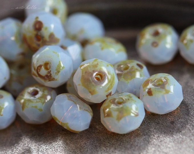 back in stock .. BLUE LILAC PEBBLES .. 25 Premium Picasso Czech Glass Faceted Rondelle Beads 5x7mm (B08-st) .. jewelry supplies