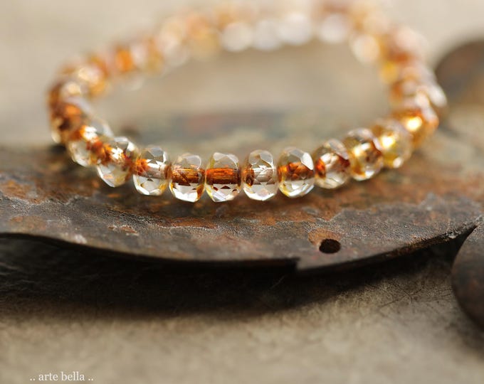 EARTHY WHISPER BABIES .. 30 Premium Picasso Czech Glass Faceted Rondelle Beads 3x5mm (10885-st) .. jewelry supplies