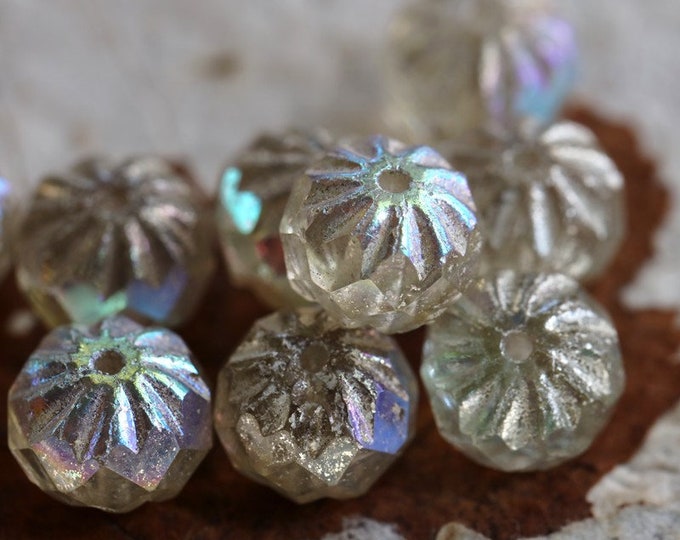 back in stock .. SILVERED MYSTIC CRULLER .. 10 Premium Mercury Czech Glass Cruller Beads 7x10mm (7485-10) .. jewelry supplies