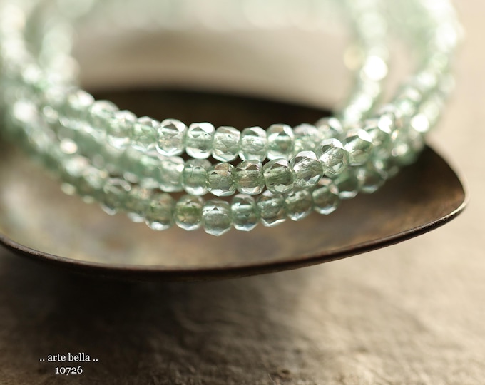 premium glass beads .. SILVERED FERN BITS .. 50 Metallic Luster Czech Glass Faceted Rondelle Beads 3x2mm (10726-st) .. jewelry supplies