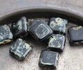 TWILIGHT SQUARES No. 2 .. 15 Premium Picasso Czech Glass Square Beads 9x4mm (5662-st) .. jewelry supplies