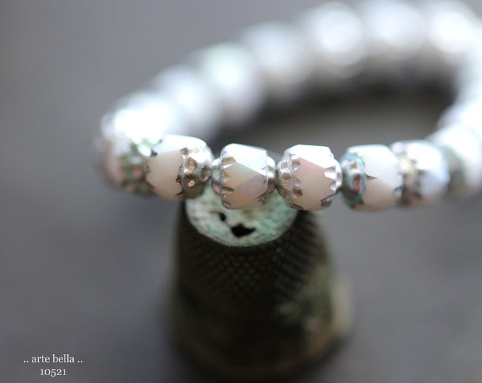 MYSTIC SILVERED WHITE Cathedrals .. 20 Premium Czech Glass Faceted Cathedral Beads 6mm (10521-st) .. jewelry supplies