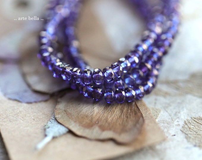 GOLDEN VIOLET BITS .. 50 Premium Czech Glass Faceted Rondelle Beads 2.5x4mm (9643-st) .. jewelry supplies