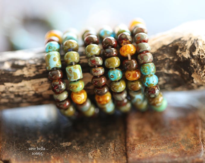 back in stock .. AUTUMN SKY SEEDS No. 10665 .. 20" Premium Picasso Czech Glass Aged Seed Tube Bead Mix Size 6/0 (10665-st)
