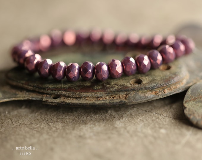 premium glass beads .. PLUM PURPLE BABIES .. New 30 Czech Glass Faceted Rondelle Beads 3x5mm (11182-st) .. jewelry making supplies