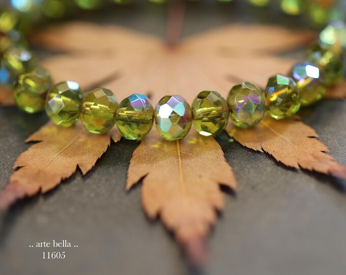 New .. MYSTIC PINE PEBBLES .. 25 Premium Czech Glass Faceted Rondelle Beads 7x5mm (11605-st) .. jewelry making supplies
