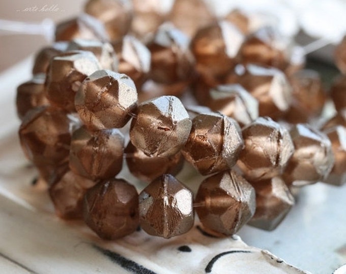 last ones .. COPPER POPS .. 10 Premium Czech Glass Antique English Cut Beads 10mm (4773-10)