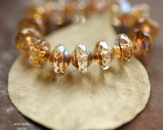 back in stock .. MYSTIC WHISPER Bebe BLISS .. 15 Premium Picasso Czech Glass Saturn Beads 6x8mm (11035-st) .. jewelry supplies