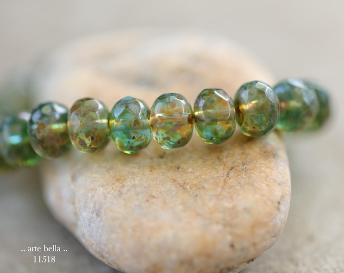 New .. EARTHY CREEK .. 25 Picasso Czech Glass Faceted Rondelle Bead Mix 6x9mm (11518-st) .. jewelry supplies