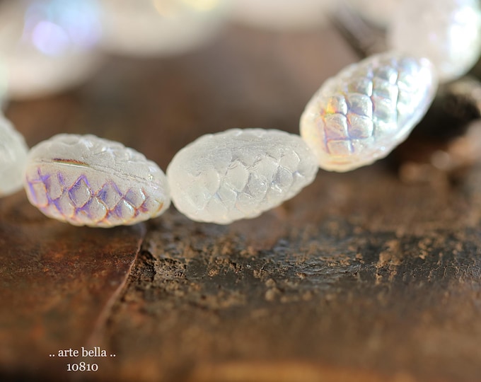 MYSTIC SNOW PINE Cones .. 10 Premium Matte Czech Glass Pine Cone Beads 13x8mm (10810-st) .. jewelry supplies
