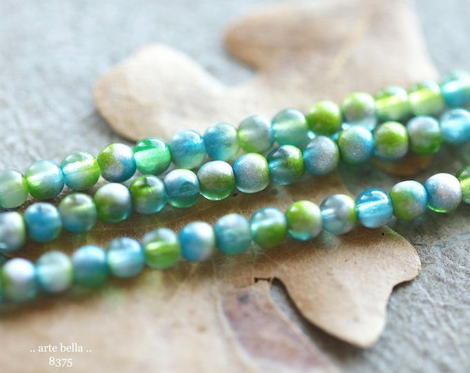 back in stock .. SILVERED LAGUNA DRUKS .. 50 Premium Czech Glass Druk Beads 4mm (8375-st) .. jewelry making supplies