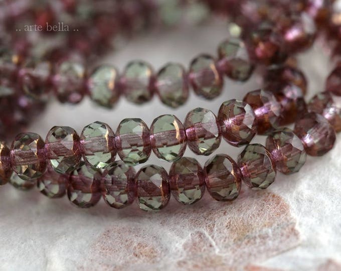 WINTERGREEN BABIES .. 30 Premium Picasso Czech Glass Faceted Rondelle Beads 3x5mm (6028-st)