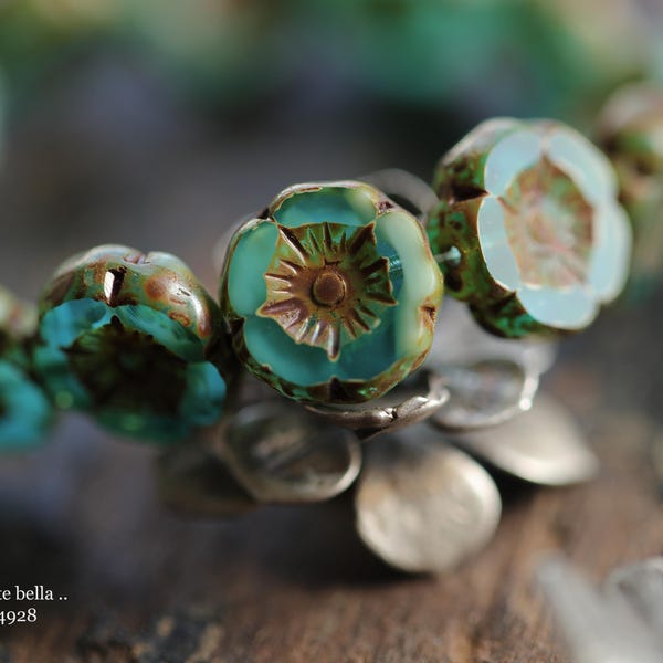 back in stock .. OCEANIC PANSIES .. 12 Premium Picasso Czech Glass Hibiscus Flower Beads 12mm (4928-st) .. jewelry supplies