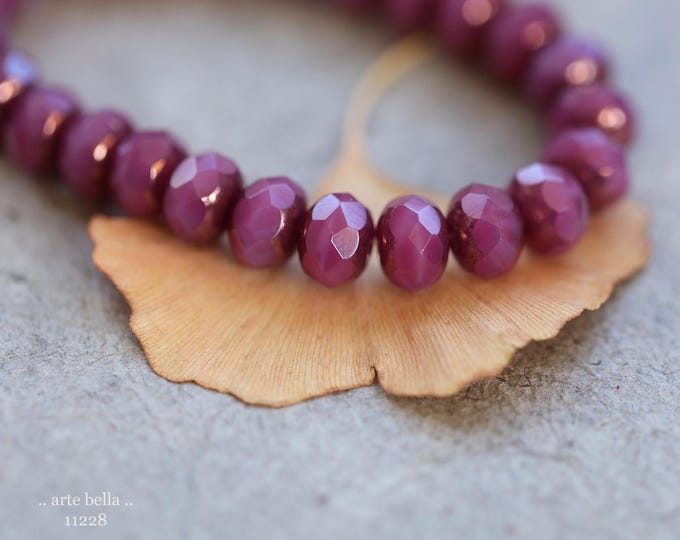 New .. BRONZED JUICED BERRIES .. 25 Premium Czech Glass Faceted Rondelle Beads 6x9mm (11228-st) .. jewelry making supplies