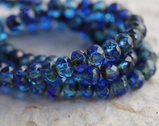 TROPICAL BABIES .. 30 Premium Picasso Czech Glass Faceted Rondelle Beads 3x5mm (6032-st) .. jewelry supplies