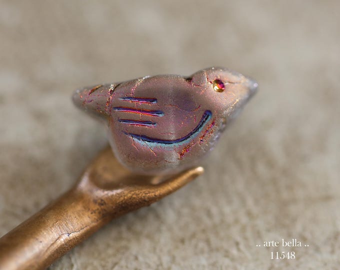 New .. MYSTIC FINCH CHIRPS .. 6 Premium Matte Czech Glass Bird Bead Mix 11x22mm (11548-st) .. jewelry supplies