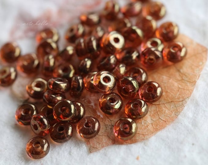 GILDED ROSE BITS .. 100 Premium Luster Czech Glass Smooth Rondelle Beads 2x3mm (5829-st) .. jewelry supplies