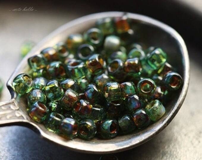back in stock .. EARTHY AQUA Seeds .. 10g Premium Picasso TOHO Glass Seed Beads Size 8 (4637-10g) .. jewelry supplies