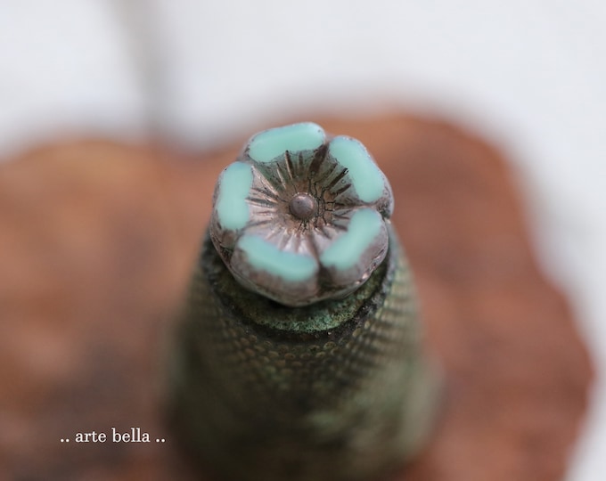 last ones .. SERAFINA No. 2 .. 12 Premium Picasso Czech Glass Hibiscus Flower Beads 12mm (4922-st) .. jewelry supplies