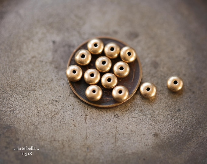New .. MATTE GOLDEN DOTS .. 100 Premium Czech Glass Rondelle Spacer Beads 4x2mm (11318-100) .. jewelry supplies