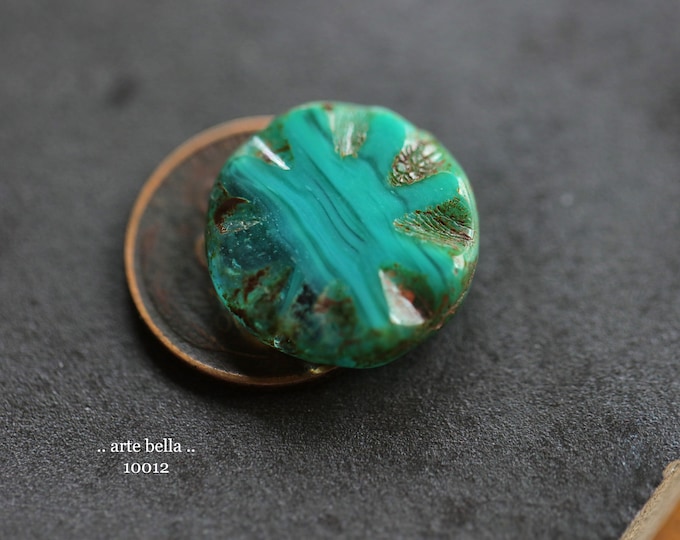 premium glass beads .. DEEP OCEAN COINS .. 6 Picasso Czech Glass Flower Window Beads 18mm (10075-6) .. jewelry supplies
