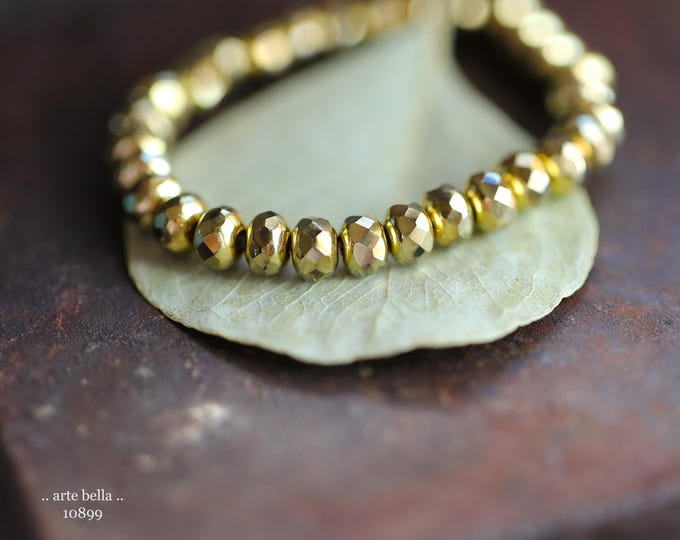 back in stock .. GOLDEN SPARKLE BABIES .. 30 Premium Czech Glass Faceted Rondelle Beads 3x5mm (10899-st) .. jewelry supplies