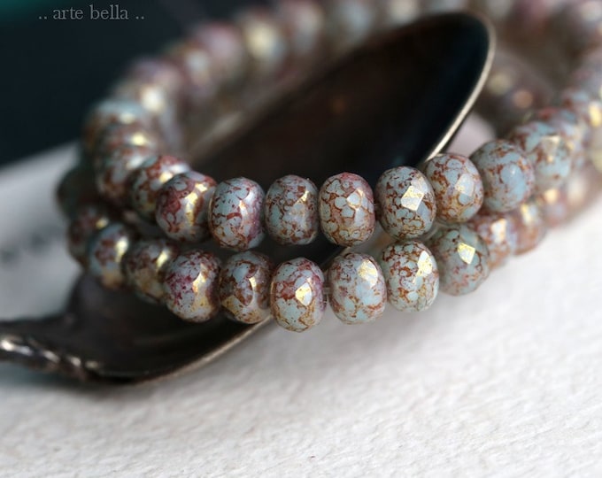 back in stock .. HUSH BABIES .. 30 Premium Luster Picasso Czech Glass Faceted Rondelle Beads 3x5mm (7162-st) .. jewelry supplies