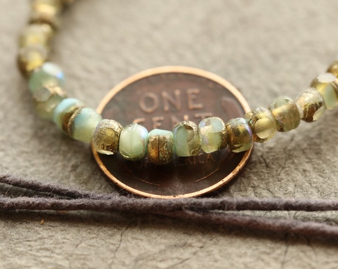 back in stock .. GOLDEN HONEY SKY Seeds .. 50 Premium Etched Czech Glass Trica Seed Bead 4x3mm (8923-st) .. jewelry supplies