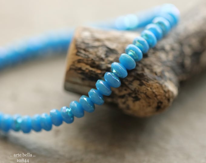 MYSTIC BLUE BITS .. New 50 Premium Czech Glass Faceted Rondelle Beads 2.5x4mm (10844-st) .. jewelry supplies
