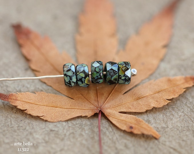 New .. TWILIGHT WHEELS .. 25 Premium Picasso Czech Glass Faceted Spacer Rondelle Bead 6x3mm (11322-25) .. jewelry supplies