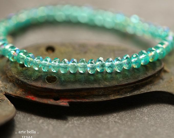 New .. MYSTIC OCEANIC BITS .. 50 Czech Glass Faceted Rondelle Beads 2.5x4mm (11344-st) .. jewelry making supplies