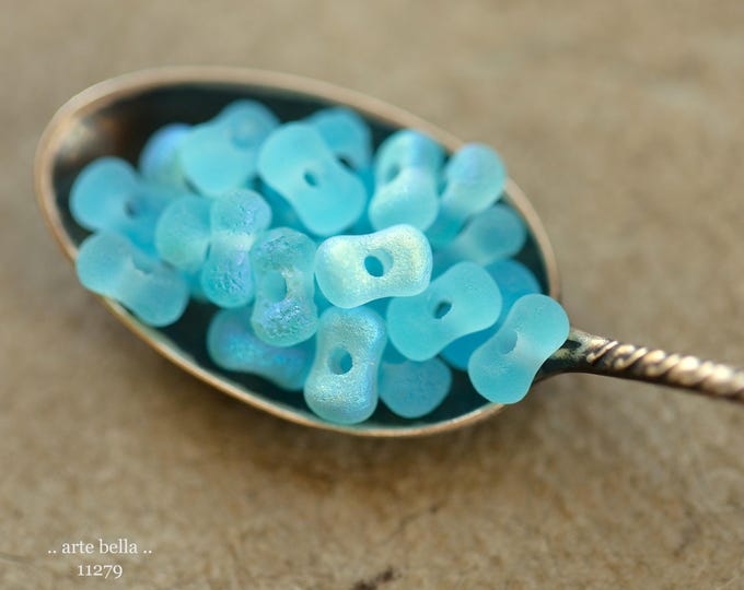 New .. MYSTIC SKY FARFALLES .. 100 Etched Czech Glass Peanut Beads 4x6mm (11279-100) .. jewelry supplies