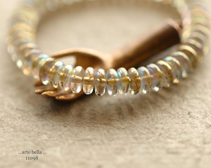 GOLDEN MYSTIC DISCS .. New 50 Premium Czech Glass Disc Spacer Beads 6mm (11098-st) .. jewelry supplies