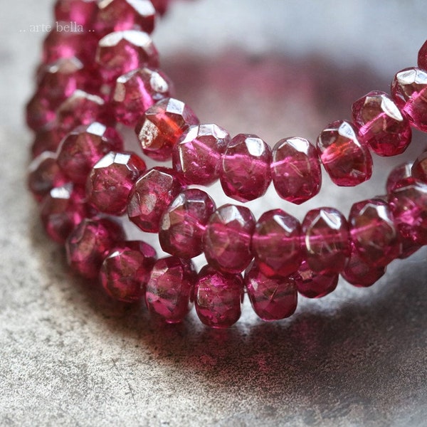 SILVERED MULBERRY GLITZ .. 30 Premium Czech Glass Faceted Rondelle Beads 3x5mm (7912-st) .. jewelry supplies