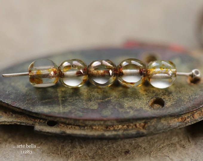 New .. BRONZE PLUM MIST .. 20 Picasso Czech Glass Faceted Round Beads 6mm (11283-20) .. jewelry making supplies