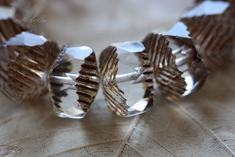 3495-6 6 Premium Picasso Czech Glass Bead 14x10mm WICKED WAVES .