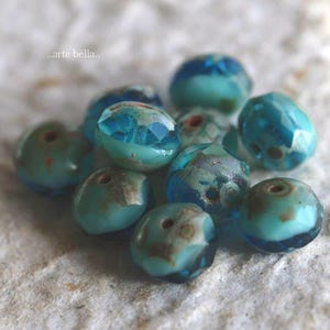 SUMMER'S GLOW .. 25 Premium Picasso Czech Glass Faceted Rondelle Beads 6x8mm (3905-st) .. jewelry supplies