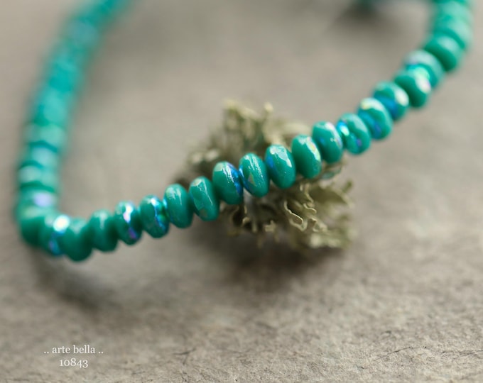 MYSTIC TEAL BITS .. New 50 Premium Czech Glass Faceted Rondelle Beads 2.5x4mm (10843-st) .. jewelry supplies